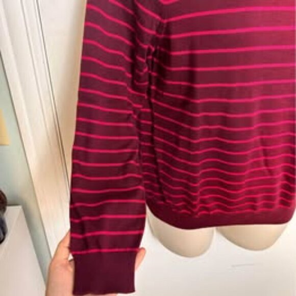 Lands’ End Women's stripe pull over sweater turtle neck size 14/16 #0815 - Picture 2 of 7